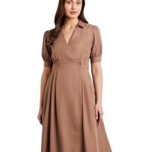 Premium Women's Fit & Flare Wrap Dress (Midi Length | Stylish | Desk-to-Dinner) (Available in Plus Sizes)