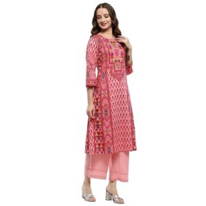 Women's Rayon Viscose Straight fit Printed Embroidered Kurta with Pant & Dupatta | Ethnic Kurta Set for Women | Daily, Office & Festive Traditional